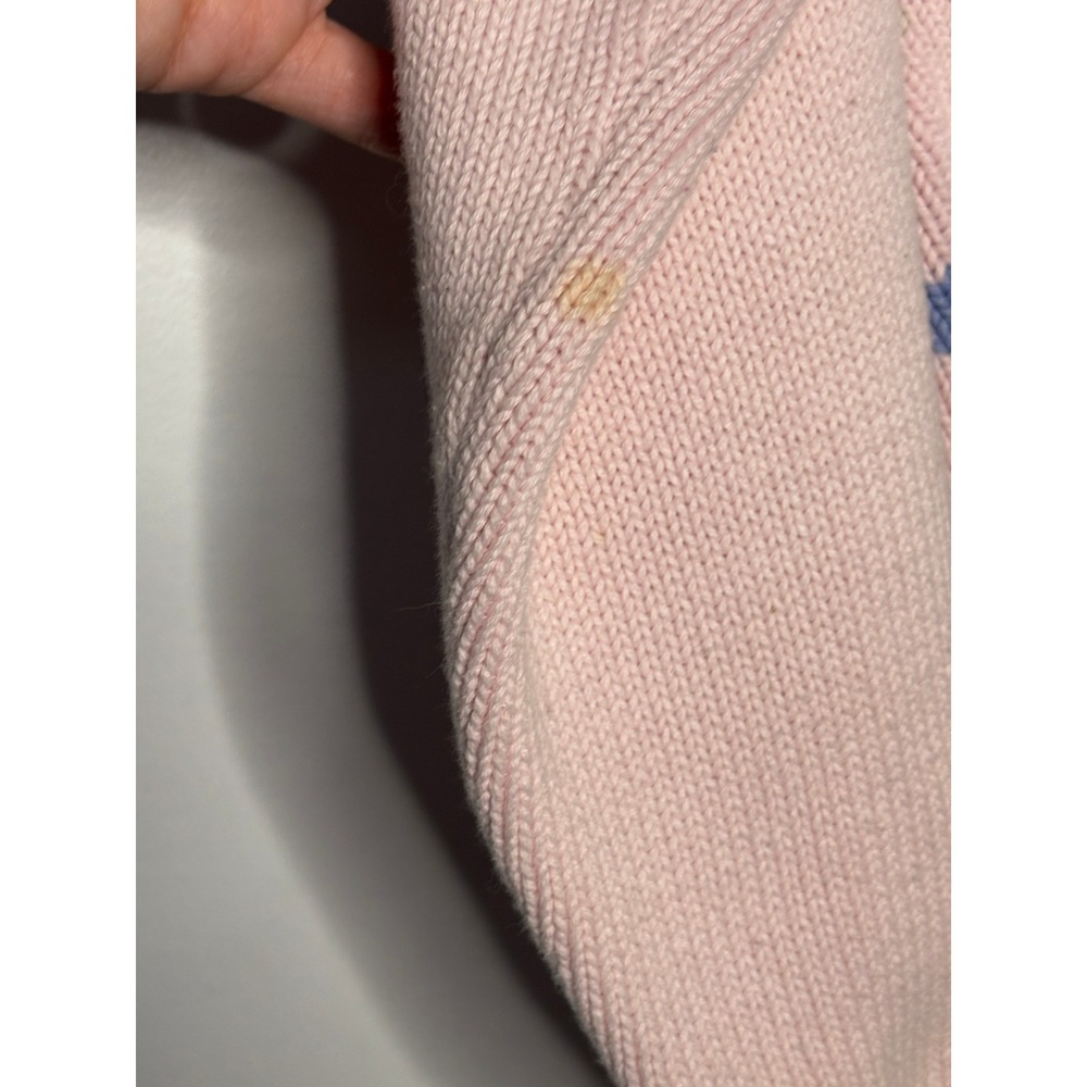 Northern Reflections Vintage Pink Cat Intarsia Cotton Cardigan Sweater Womens S - Picture 8 of 11